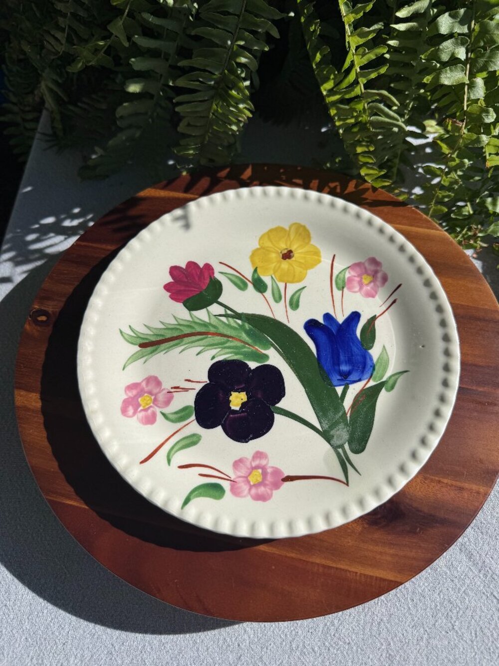 Vintage Blue Ridge Pottery Mountain Nosegay Floral Plate Hand Painted Ceramic
